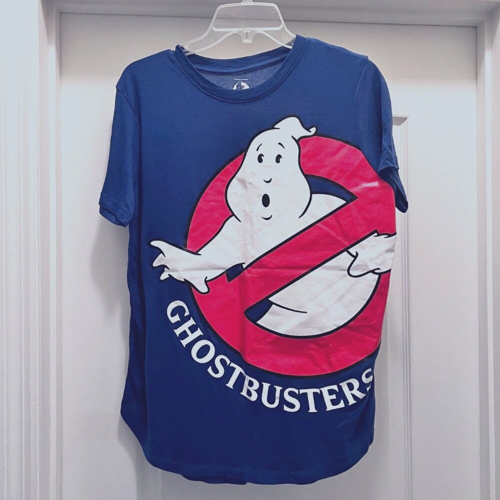 Ghostbusters Women's T Shirt-Blue, Red & White-Size XL (15-17) Costume-Themed